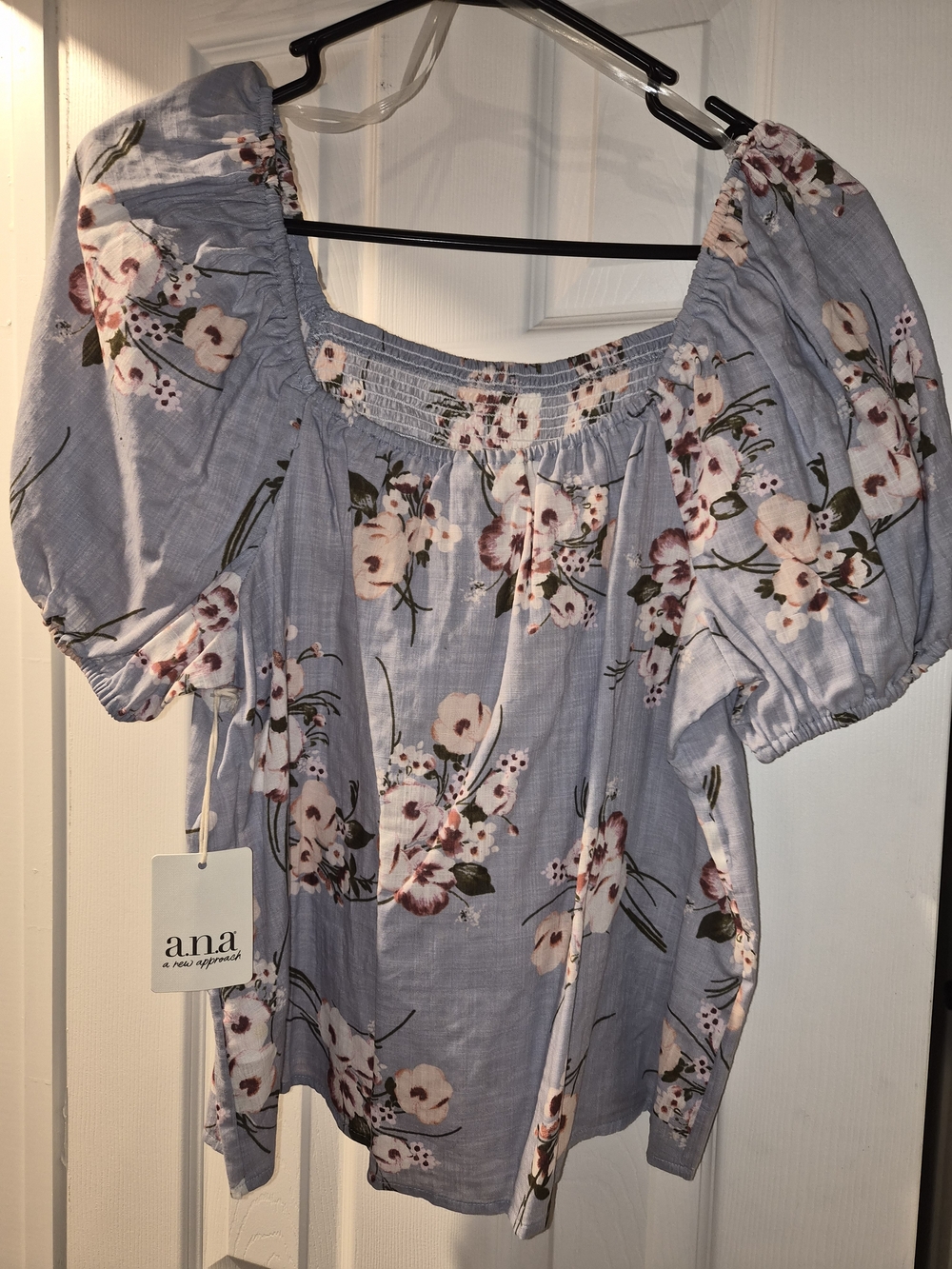 jcpenney Light Blue Floral Off-Shoulder Blouse